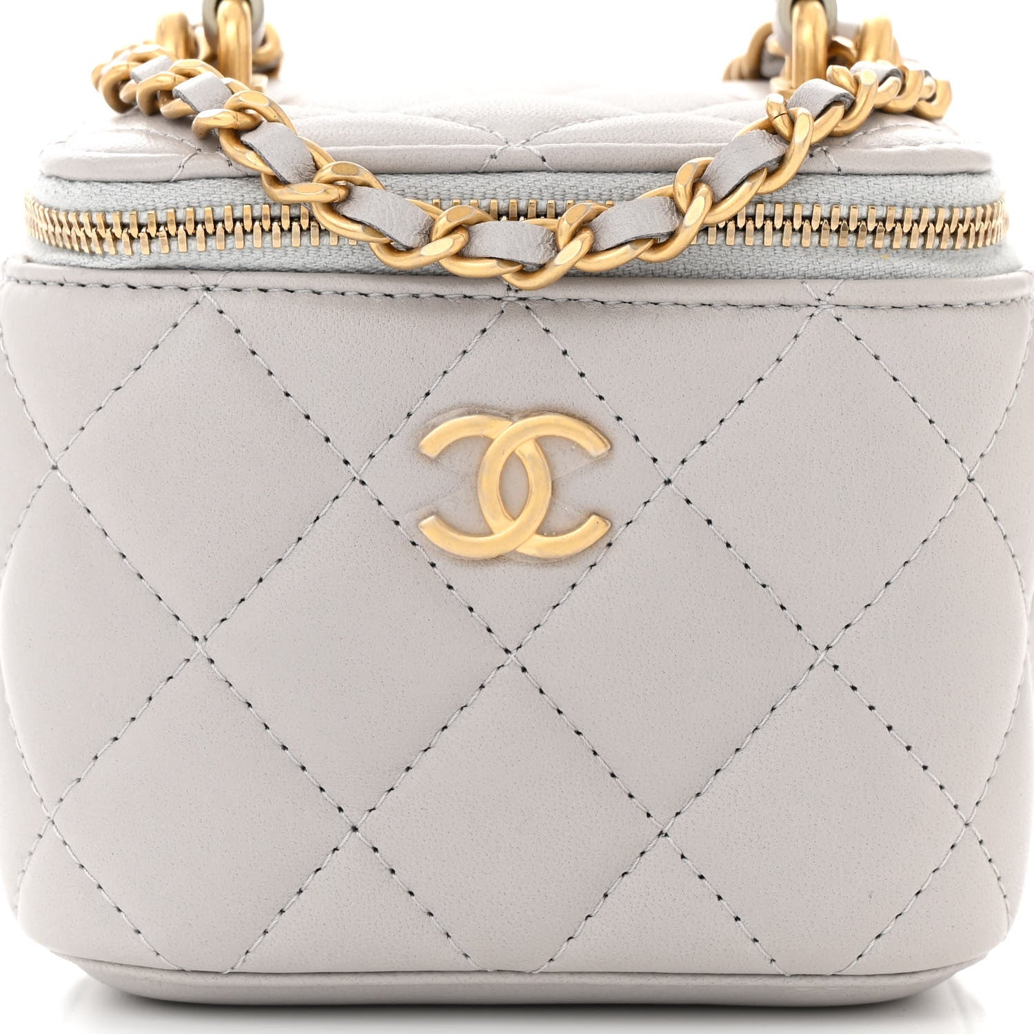 Chanel Lambskin Quilted Top Handle Mini Vanity Case With Chain Grey 8 of 10