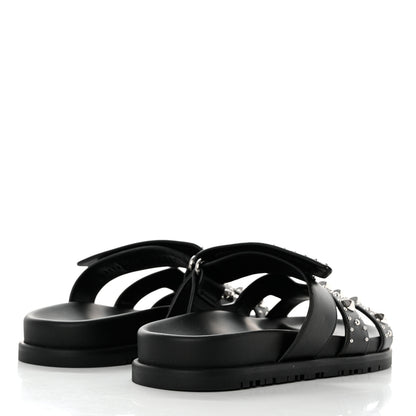 Hermes Calfskin Studded Womens Chypre Sandals 36 Black 4 of 9