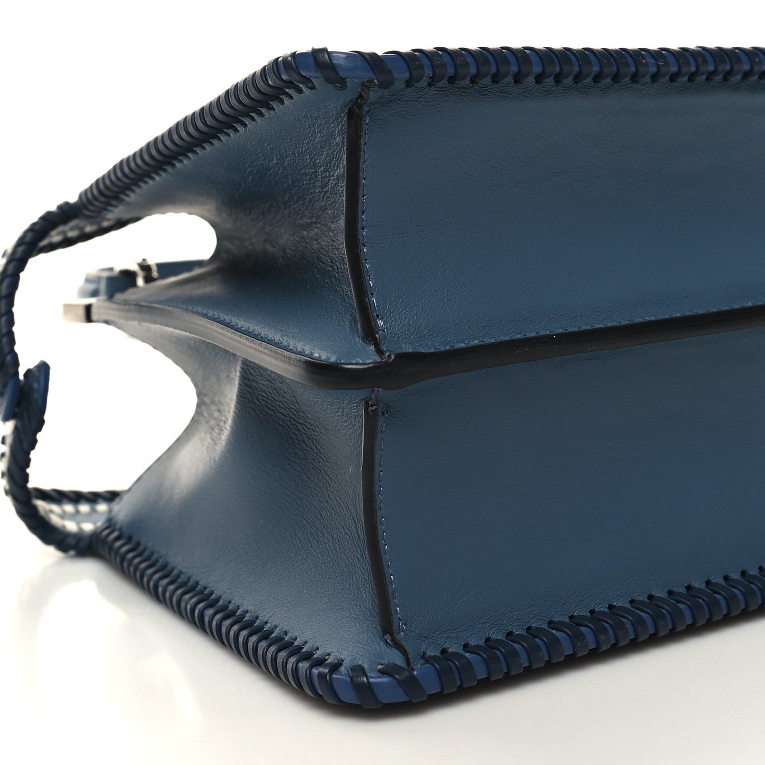 Fendi Vitello Grace Shiny Nappa Helix Woven Small Peekaboo I SEE U Satchel Mirto Dark Blue White Ice 10 of 12