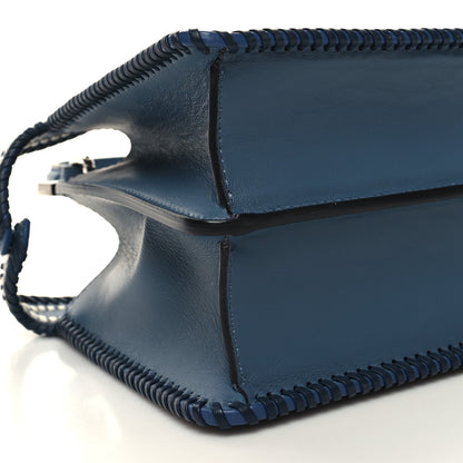 Fendi Vitello Grace Shiny Nappa Helix Woven Small Peekaboo I SEE U Satchel Mirto Dark Blue White Ice 10 of 12