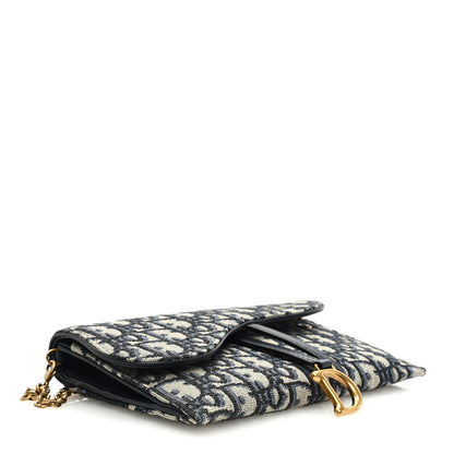 Christian Dior Oblique Saddle Chain Long Wallet Blue 5 of 9