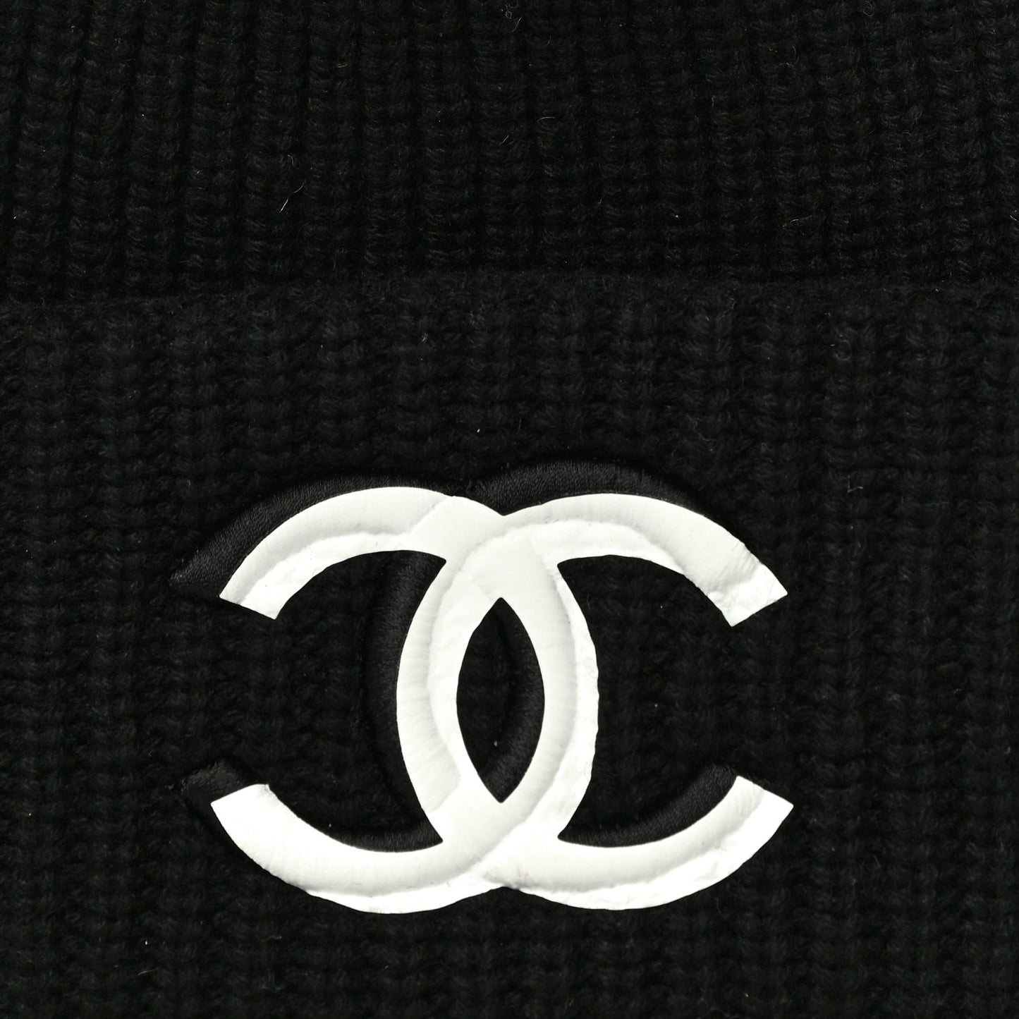 Wool Cashmere CC Beanie Hat Light Black White