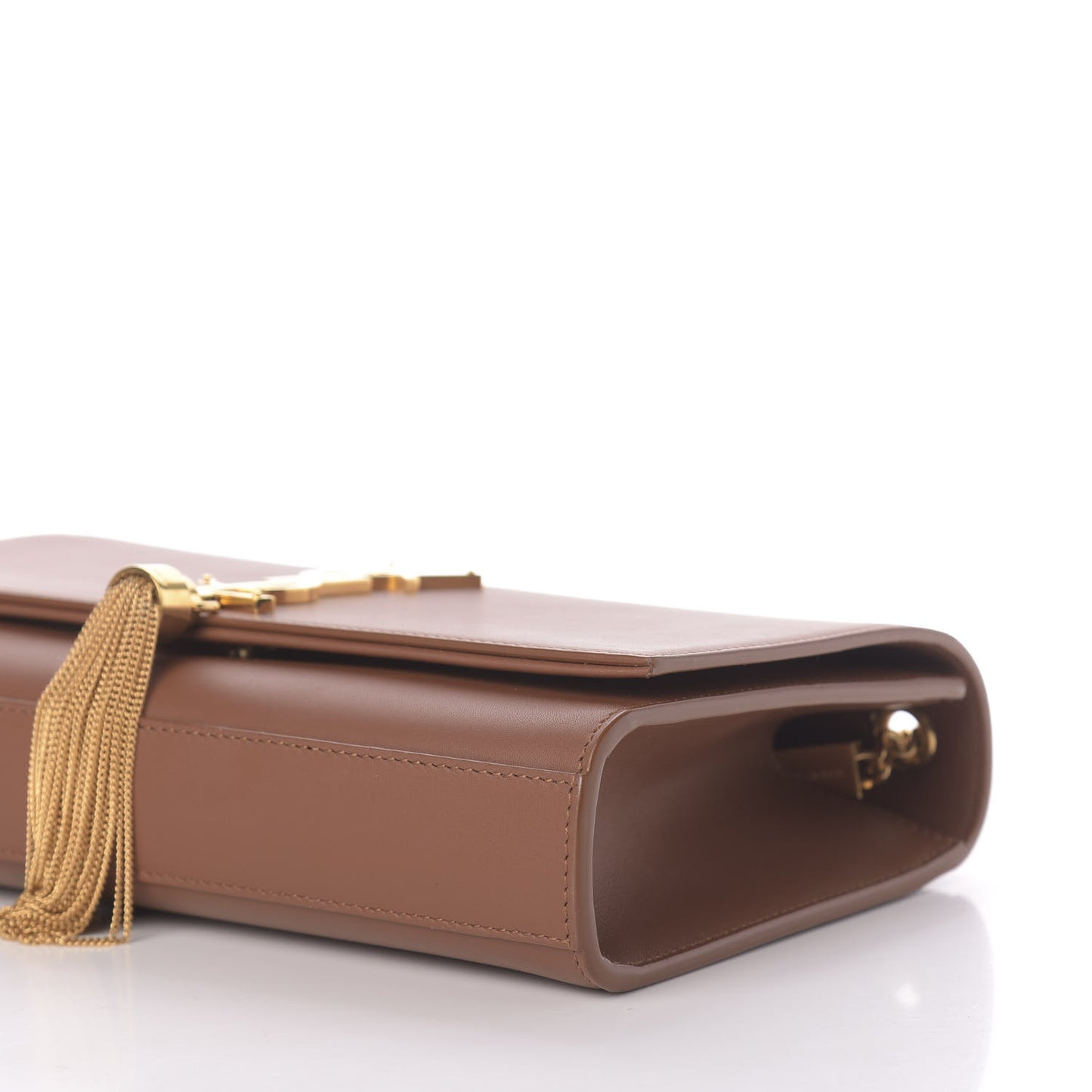 Smooth Calfskin Medium Classic Monogram Kate Tassel Satchel Fauve