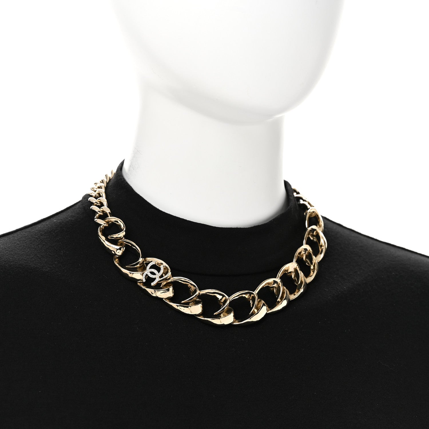 Chanel Crystal CC Chain Choker Necklace Gold 2 of 8