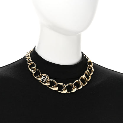 Chanel Crystal CC Chain Choker Necklace Gold 2 of 8