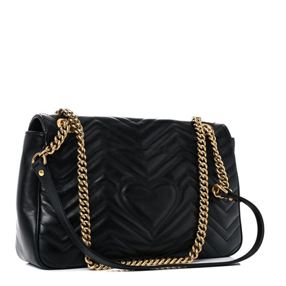 Gucci Calfskin Matelasse Medium GG Marmont Shoulder Bag Black 3 of 21
