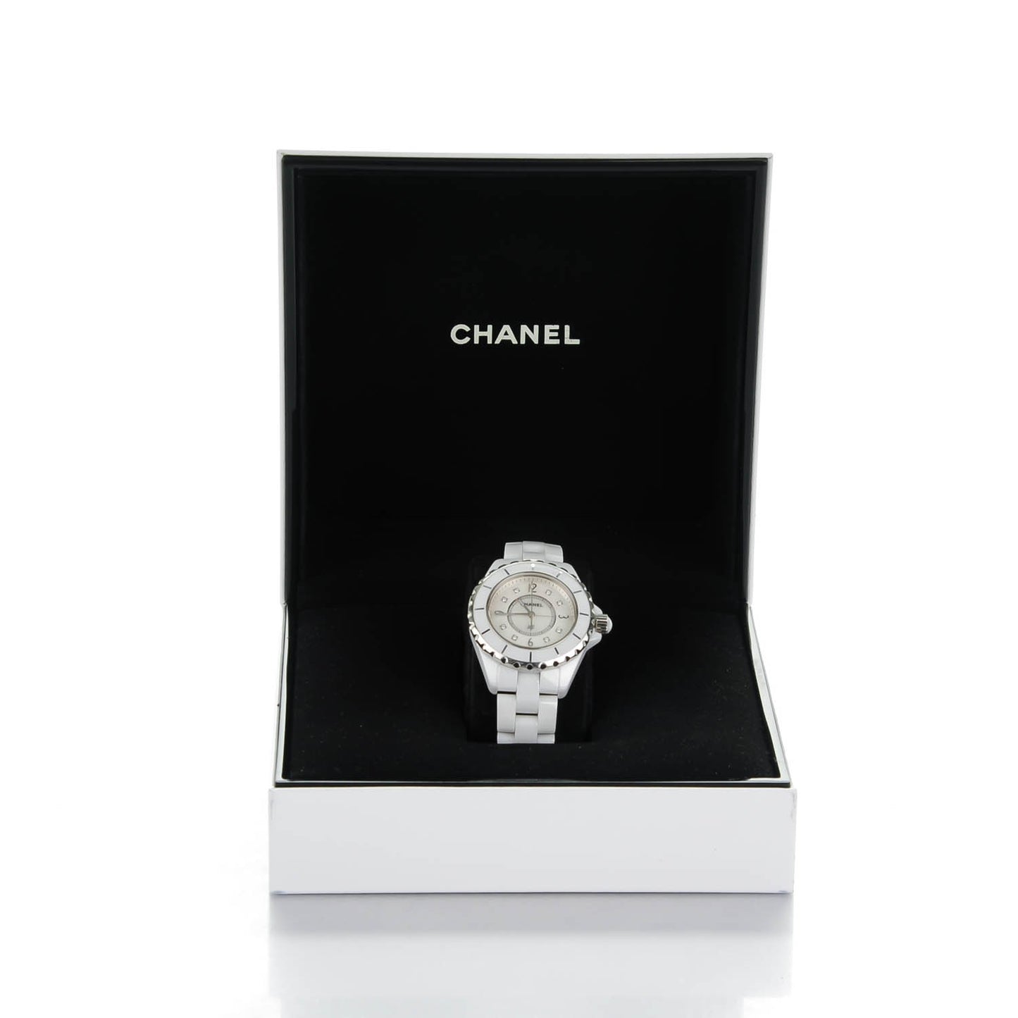 Stainless Steel Ceramic Diamond 33mm J12 Quartz Watch White