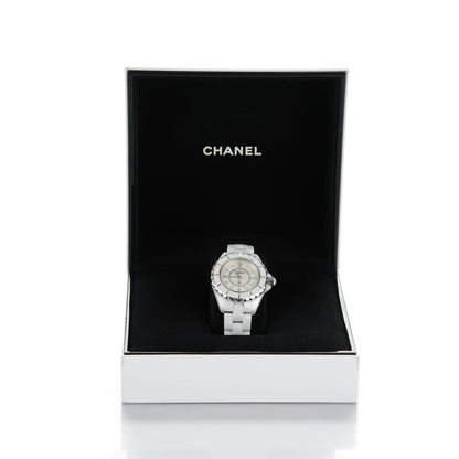 Chanel Stainless Steel Ceramic Diamond 33mm J12 Quartz Watch White 7 of 7
