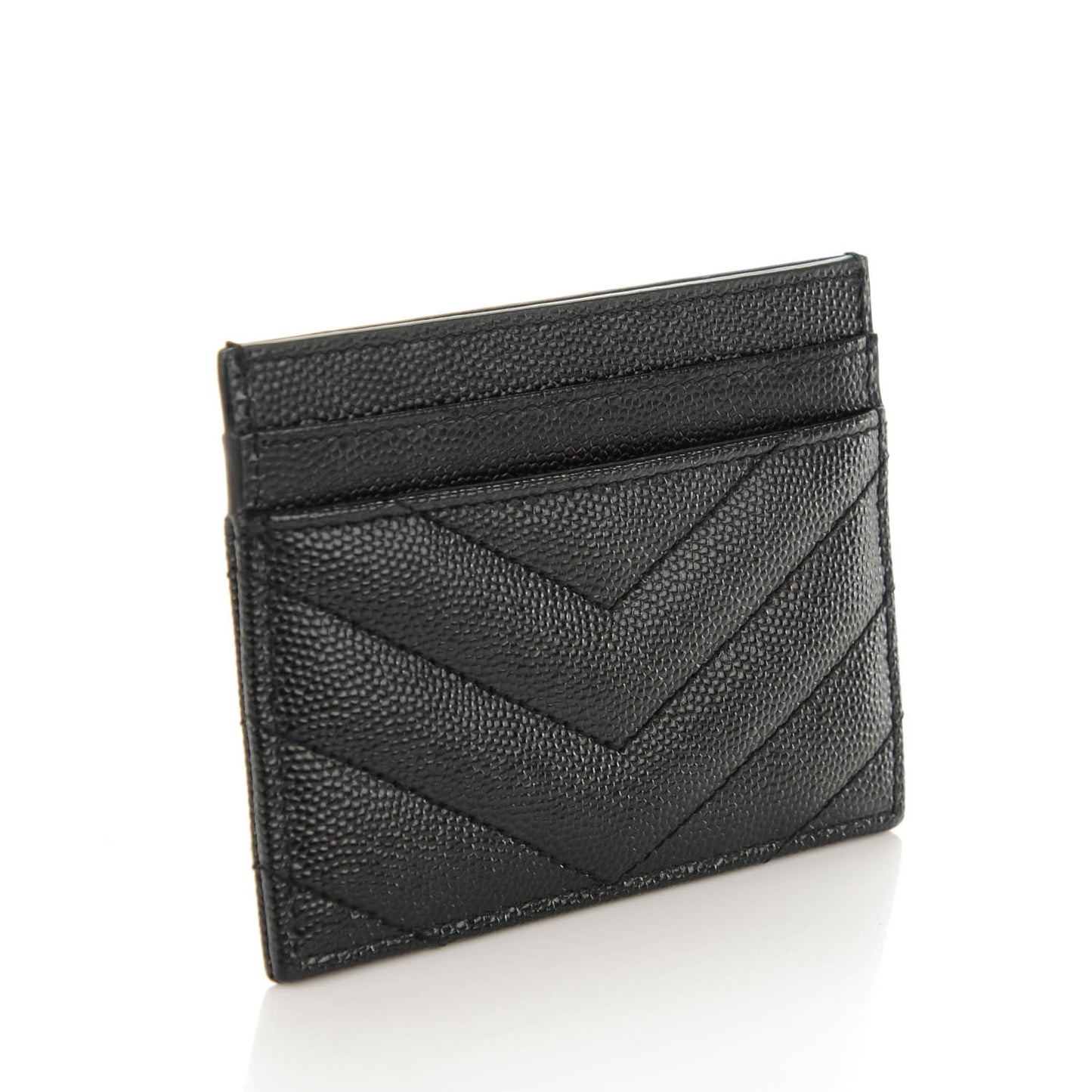 Grain De Poudre Matelasse Chevron Monogram Credit Card Case Black