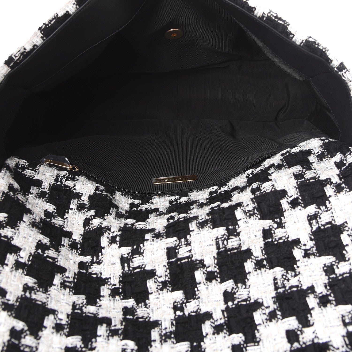 Chanel Tweed Quilted Maxi 19 Flap Black Ecru White 4 of 10