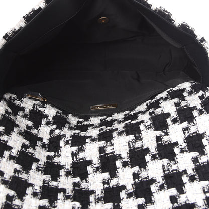 Chanel Tweed Quilted Maxi 19 Flap Black Ecru White 4 of 10