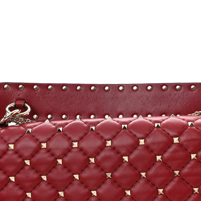 Valentino Garavani Lambskin Large Rockstud Spike Shoulder Bag Red 15 of 15