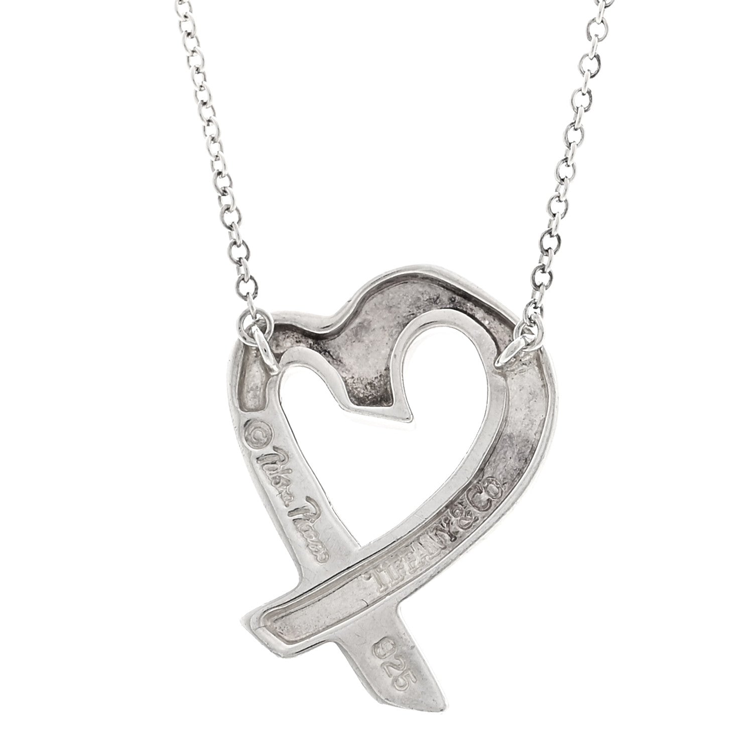 Tiffany Sterling Silver Paloma Picasso Loving Heart Pendant Necklace 4 of 5