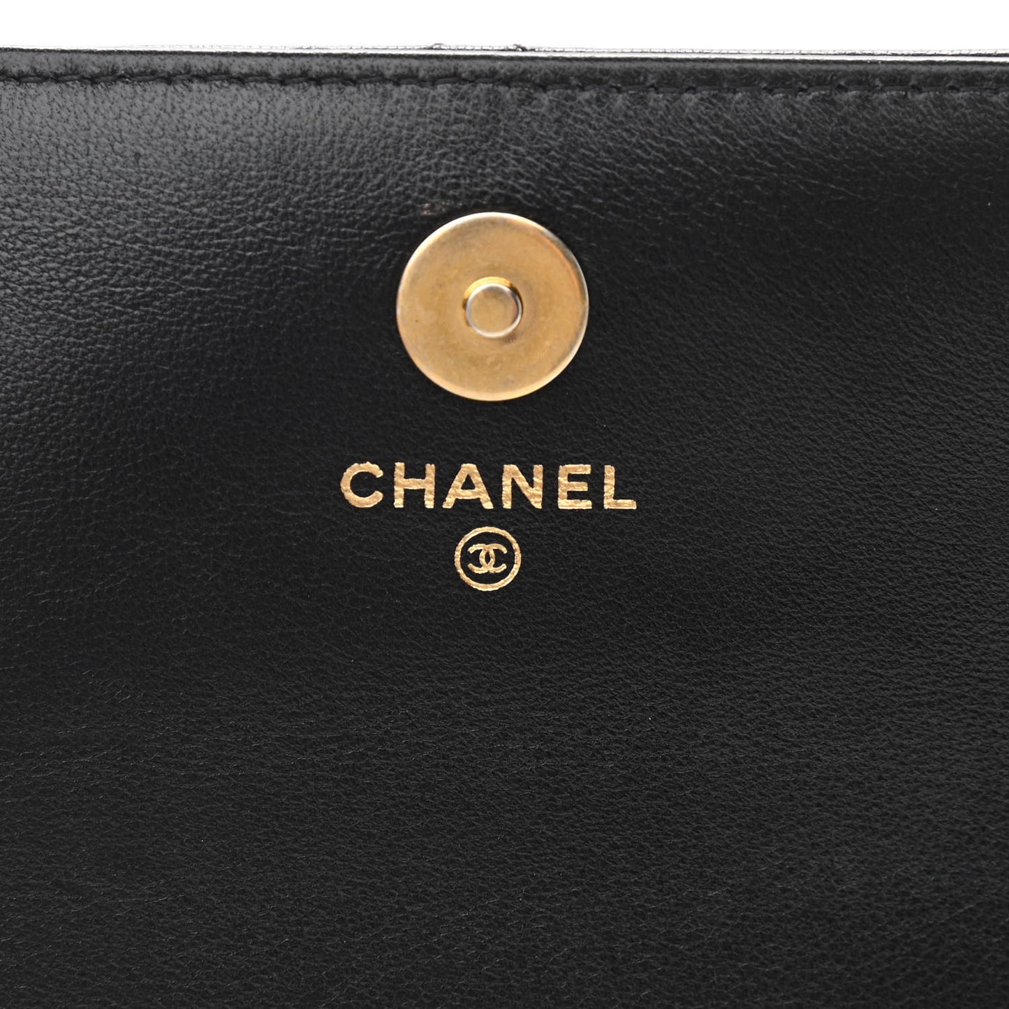 Goatskin Quilted Chanel 19 Glasses Case With Chain Black