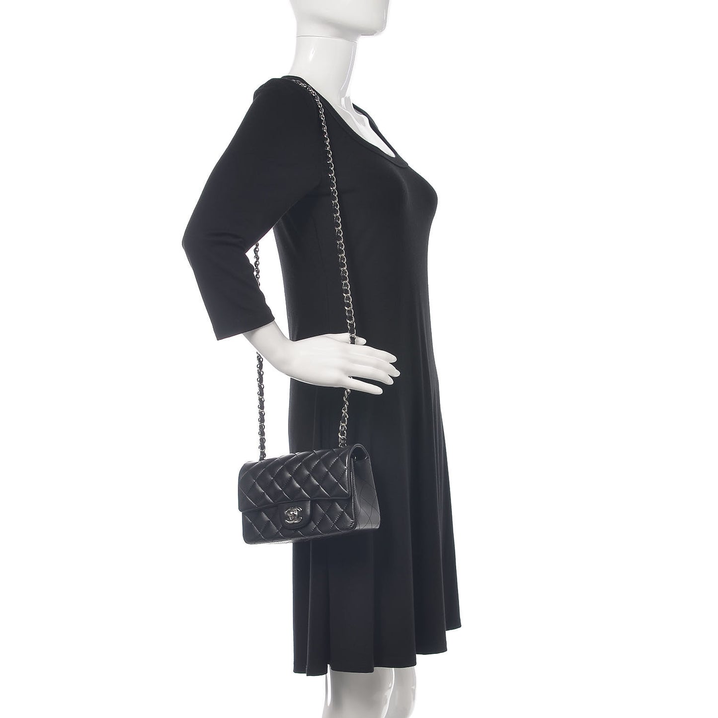 Lambskin Quilted Mini Rectangular Flap Black