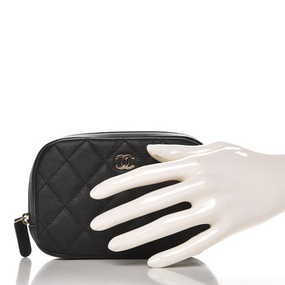 Chanel Caviar Quilted Small Curvy Pouch Cosmetic Case Black 2 of 7