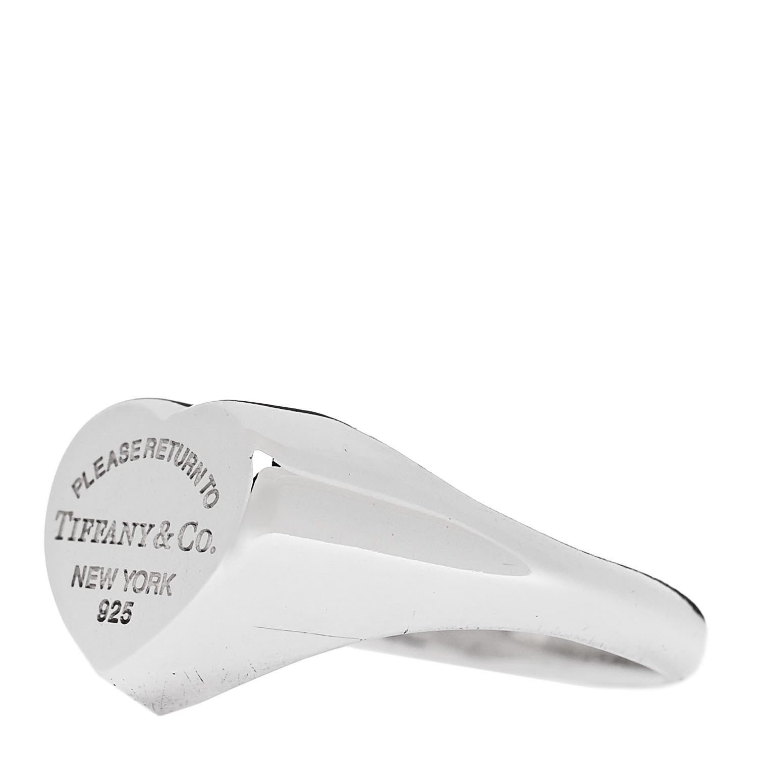 Tiffany Sterling Silver Return to Tiffany Heart Signet Ring 56 7.5 3 of 7
