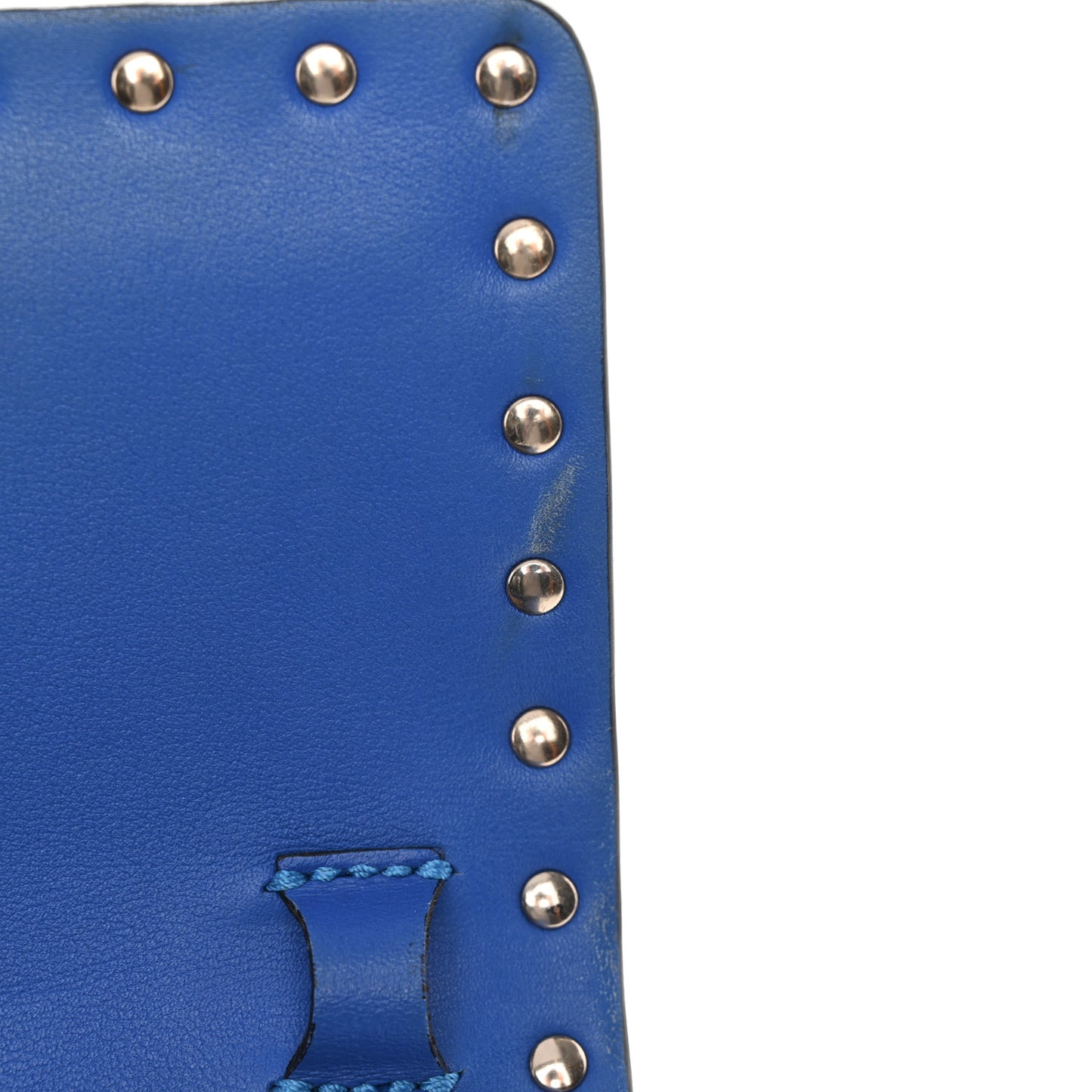 Vitello Medium Rockstud Flip Lock Crossbody Bag Acid Blue