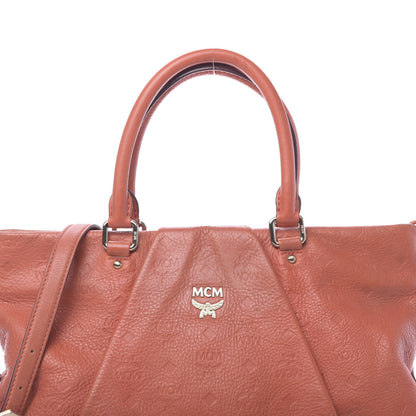 MCM Calfskin Ottomar Monogram Tote Hot Coral 11 of 14