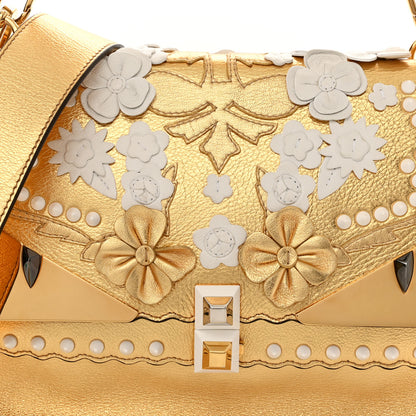 Fendi Metallic Calfskin Wonder Monster Kan I Shoulder Bag Gold 9 of 10