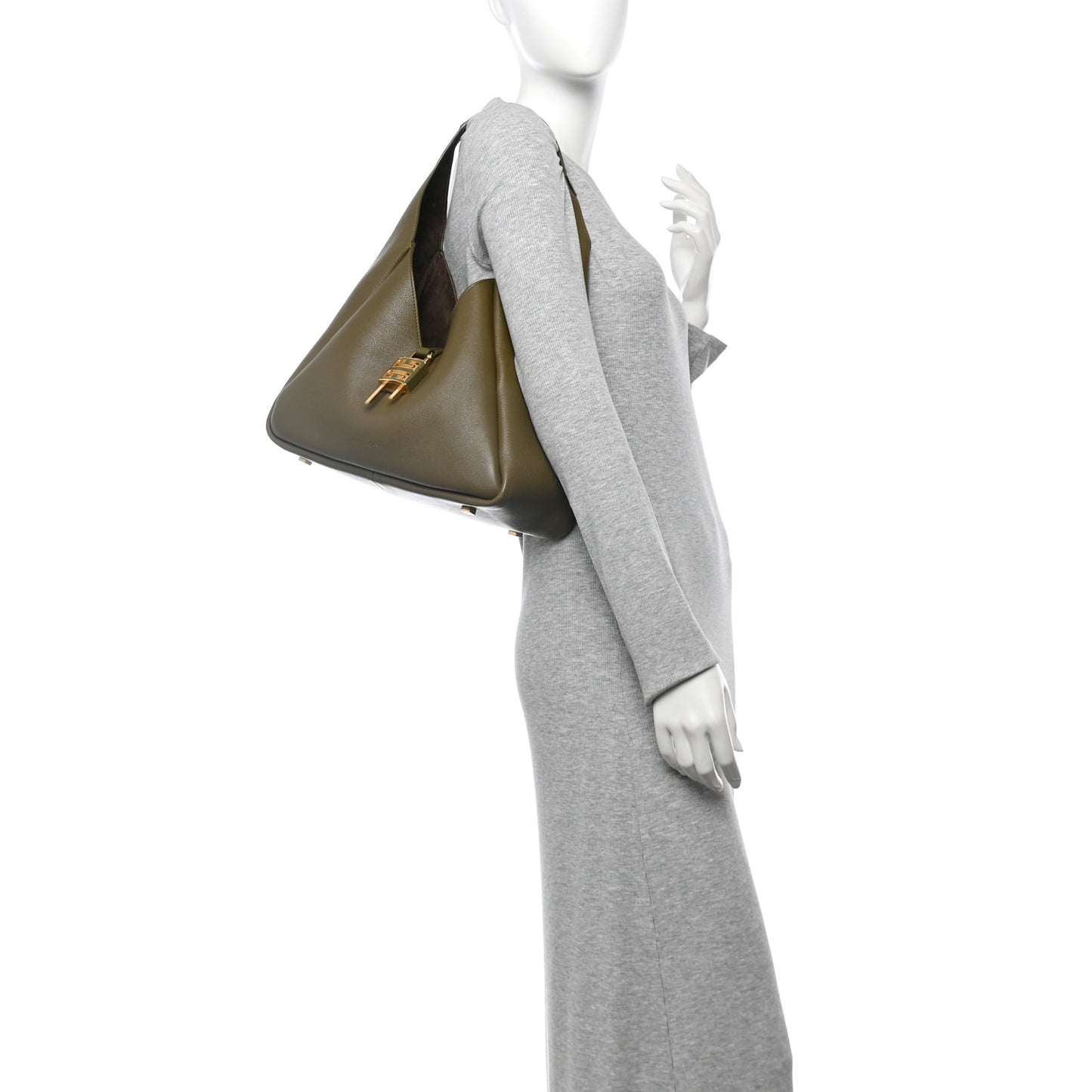 Calfskin Crocodile Embossed Medium G-Lock Hobo Dark Khaki