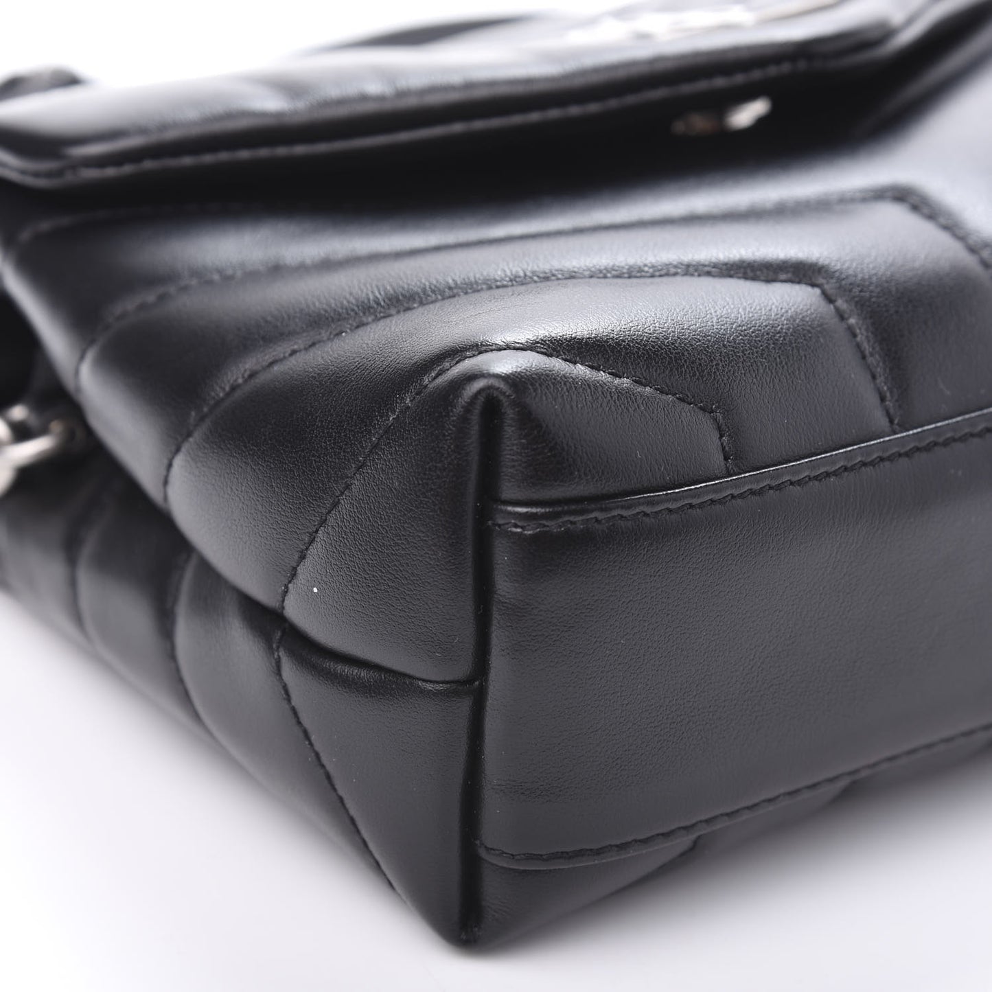 Calfskin Y Quilted Monogram Toy Loulou Crossbody Bag Black