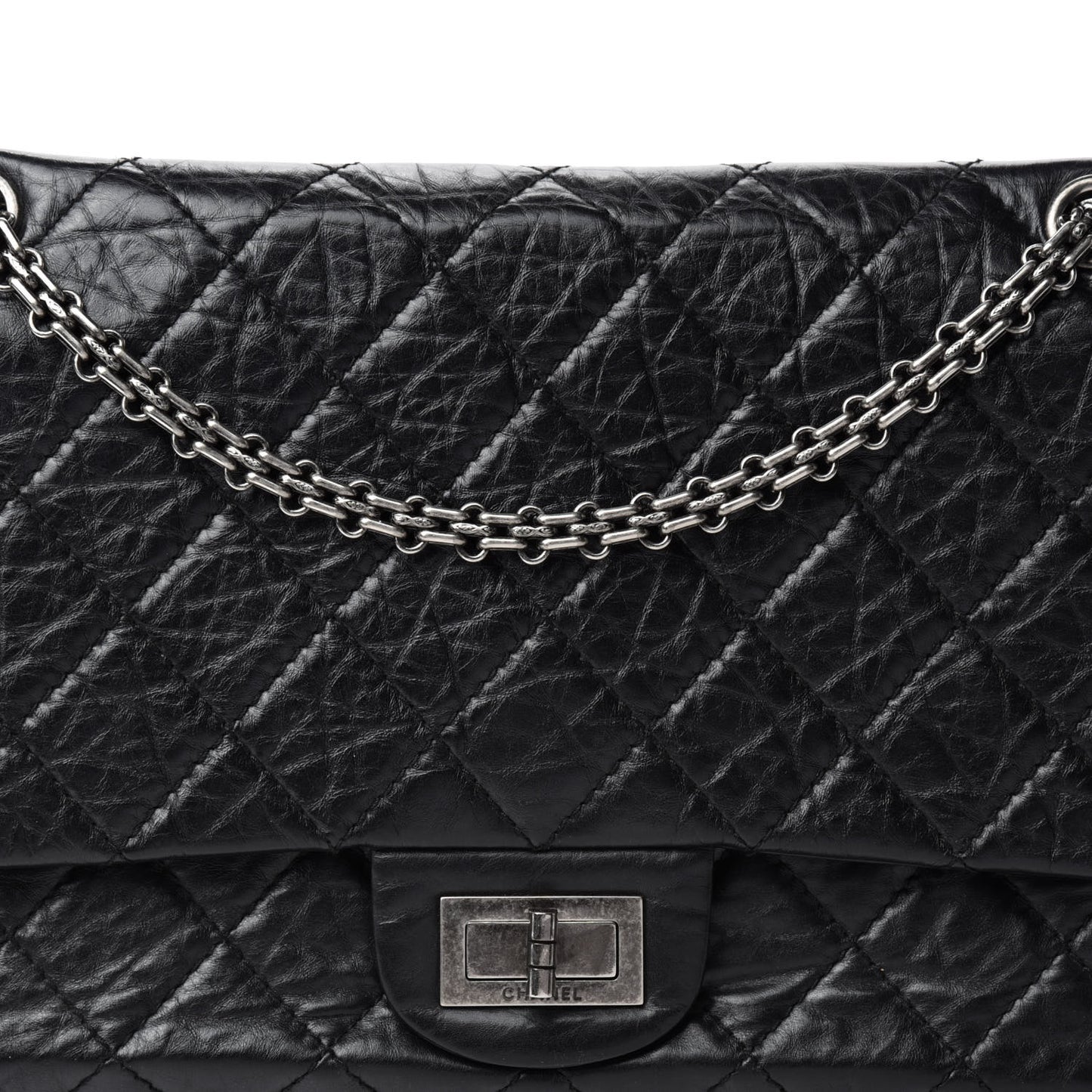 Aged Calfskin Quilted 2.55 Reissue 227 Flap Black