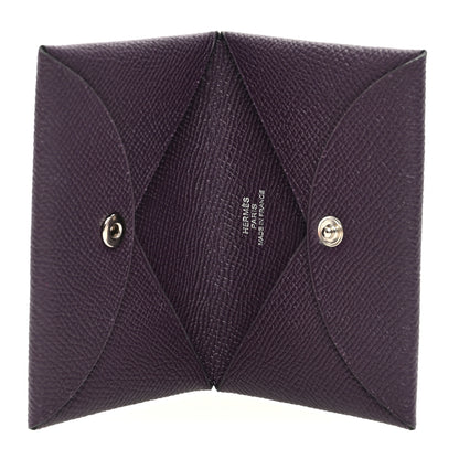 Hermes Epsom Calvi Card Case Raisin 5 of 7