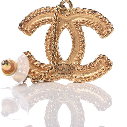 Chanel CC Drop Earrings Matte Gold 4 of 5