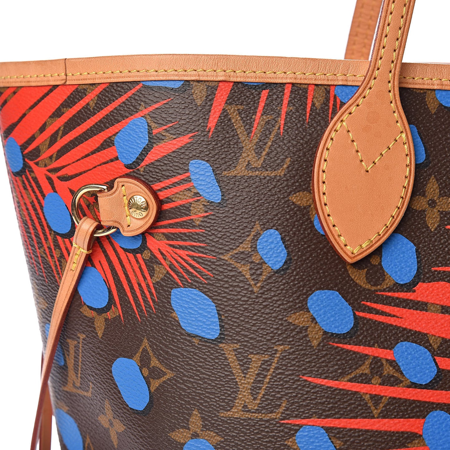 Monogram Jungle Dots Neo Neverfull MM Coquelicot Denim