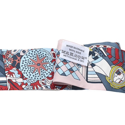 Hermes Silk De l'Ombrelle Aux Duels Twilly Bleu Moyen Rose Pale 3 of 3