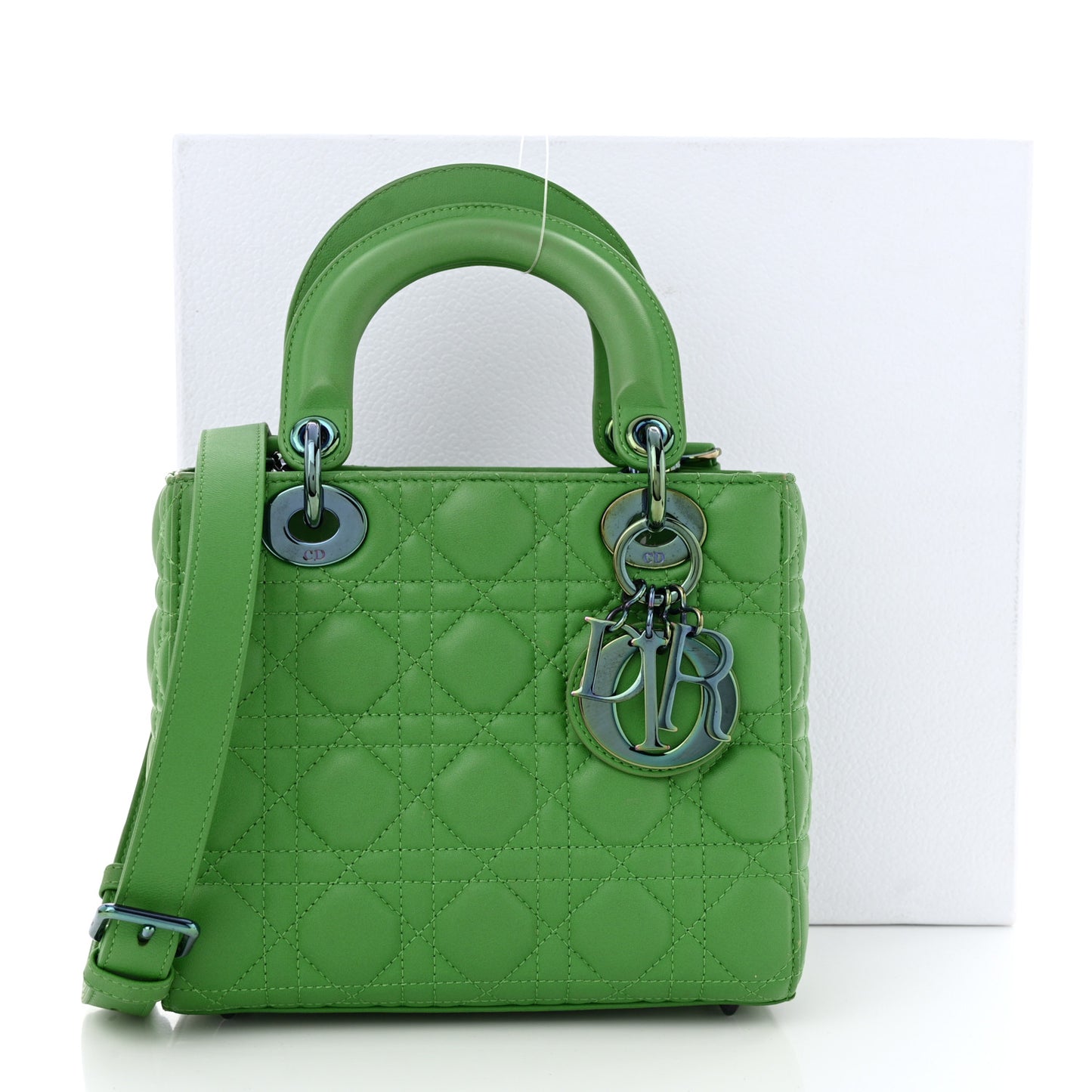 Lambskin Cannage Small Lady Dior Bright Green