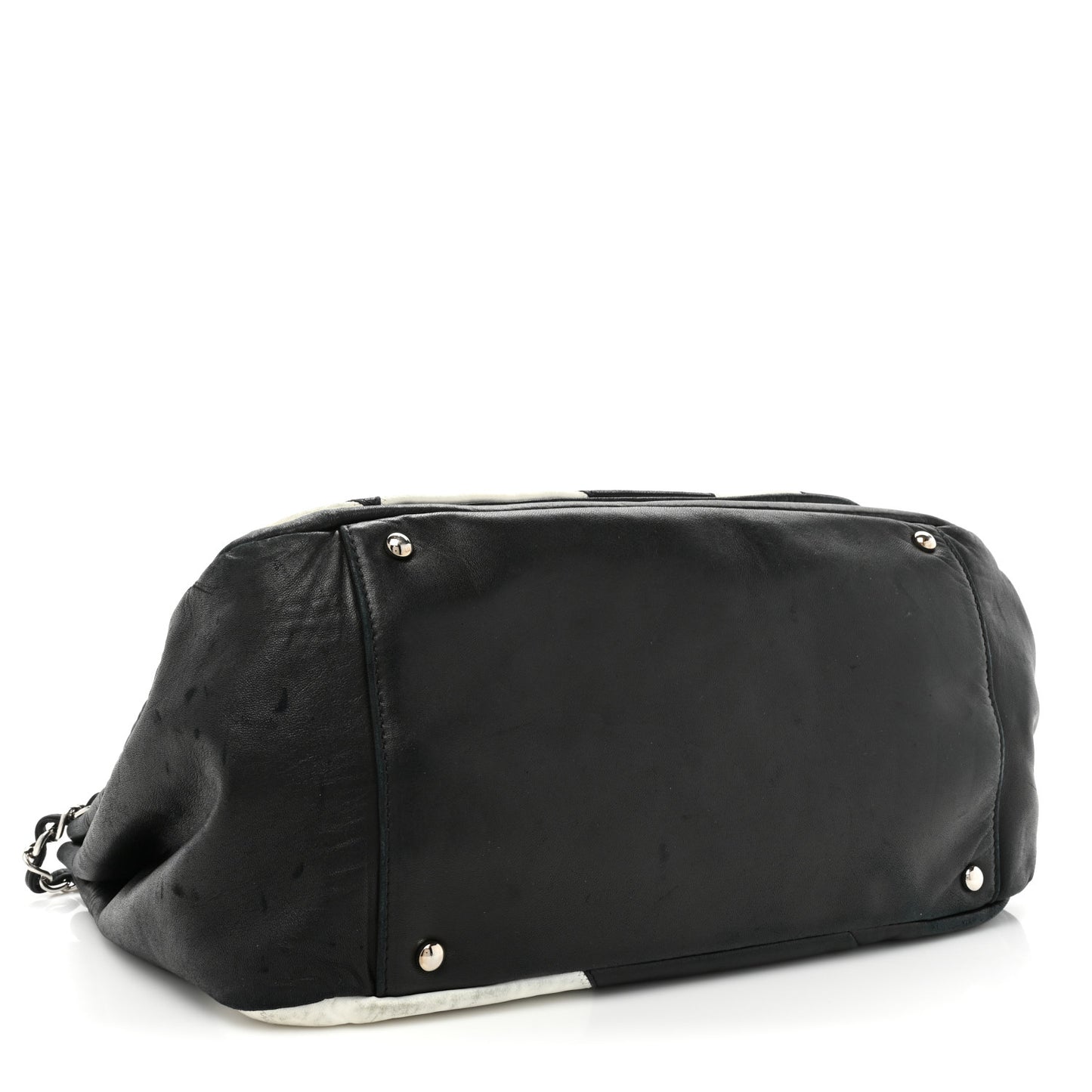 Lambskin Patchwork Accordion Flap Black White