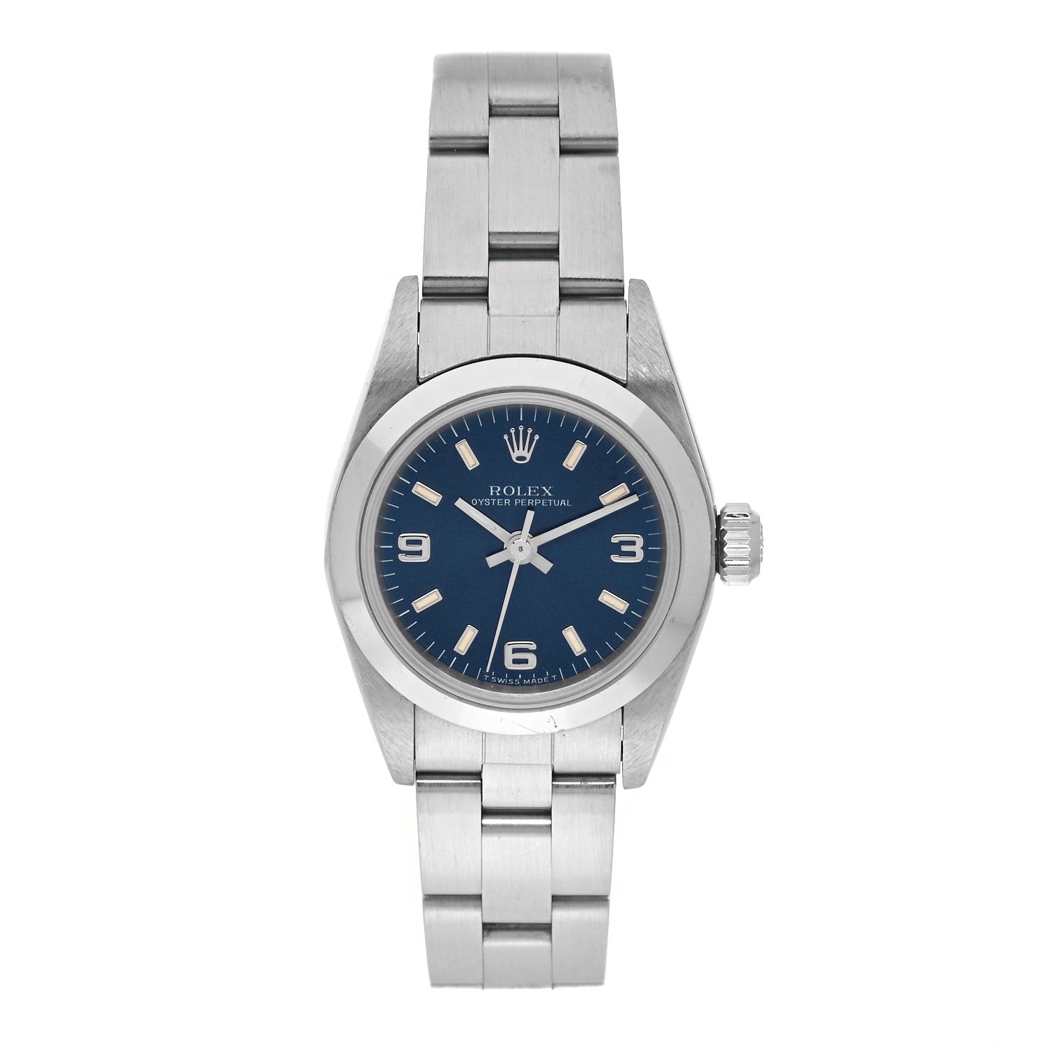 Rolex Stainless Steel 24mm Oyster Perpetual Watch Blue 67180 1 of 4