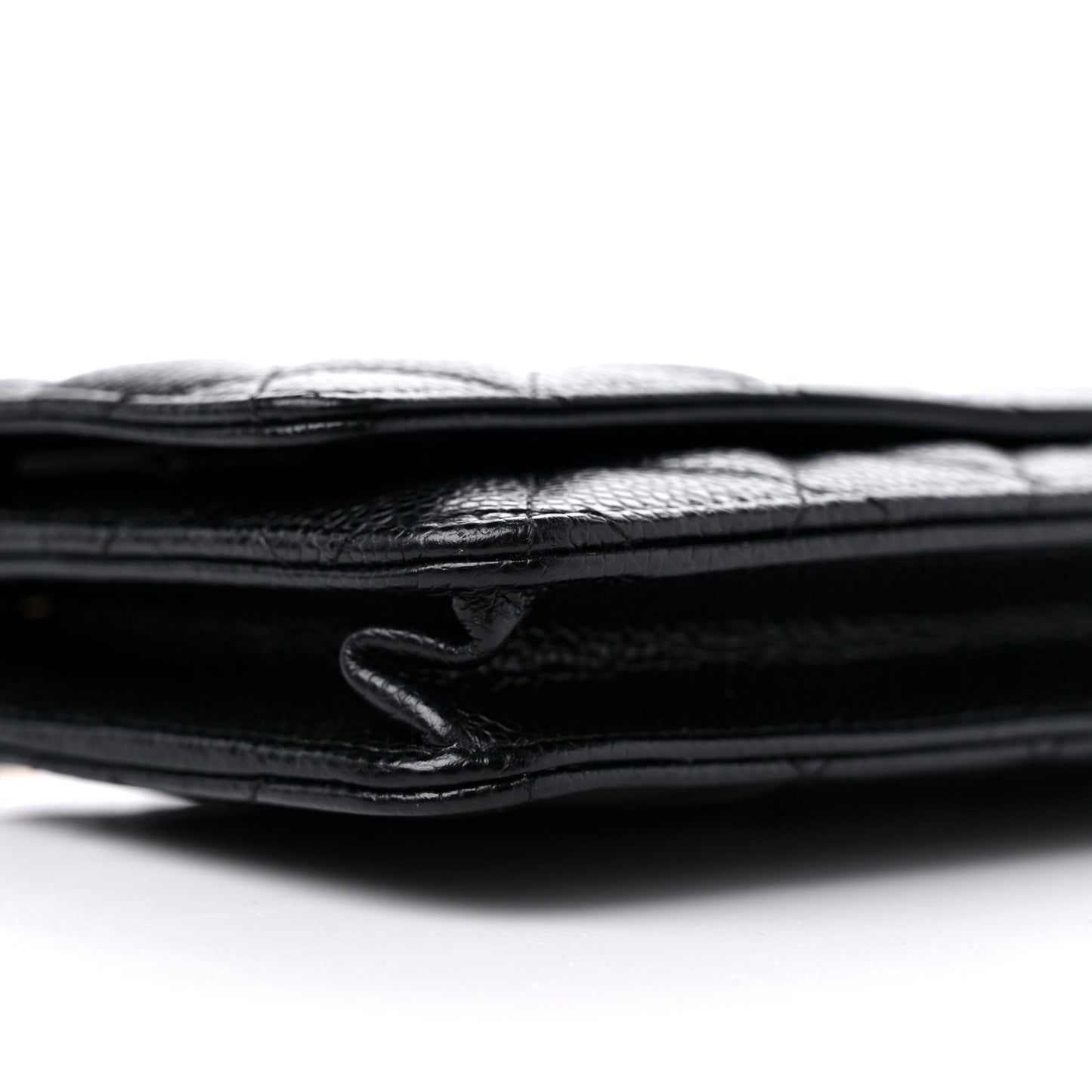 Caviar Quilted Wallet on Chain WOC Black