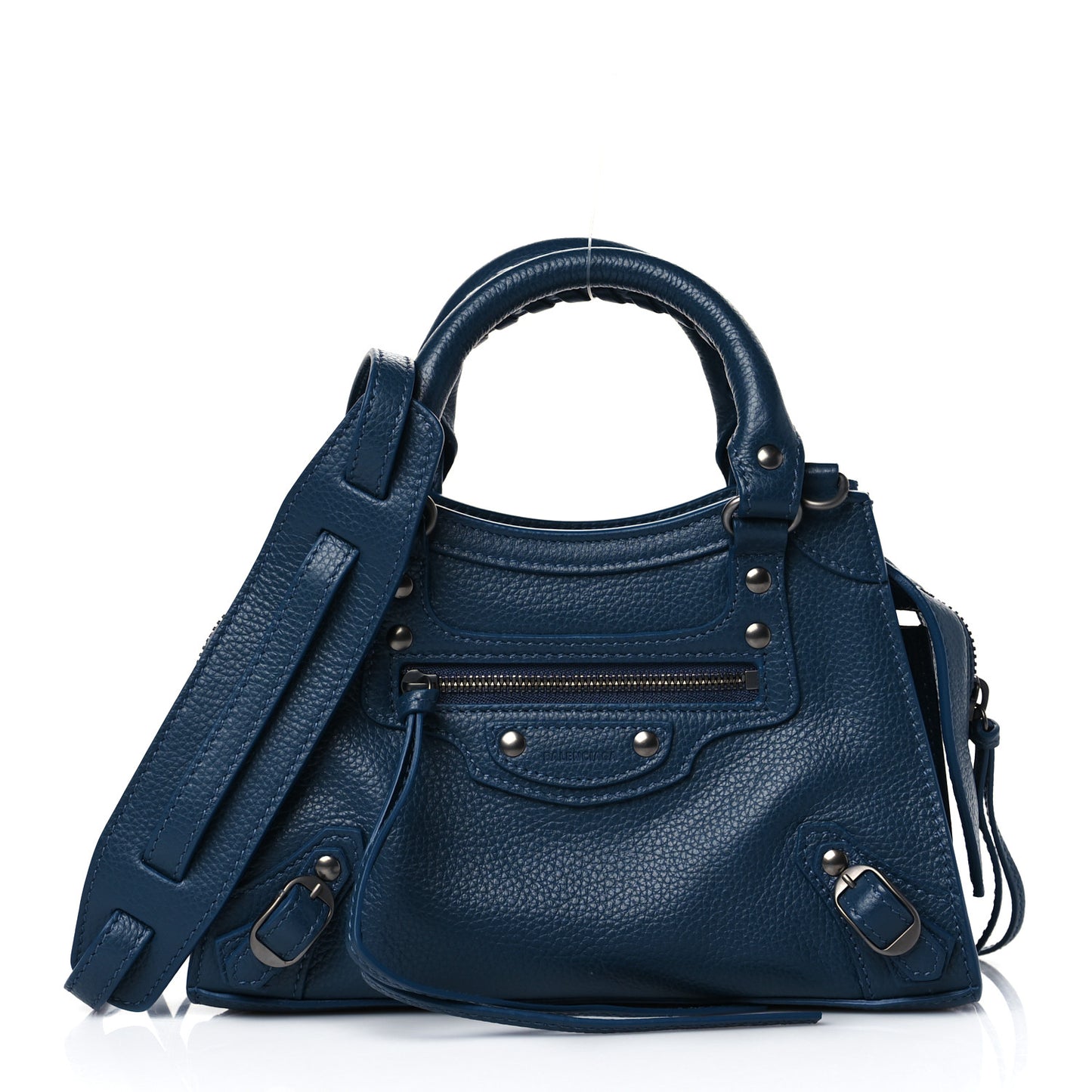Grained Calfskin Neo Classic Silver Hardware Mini City Petrol Blue