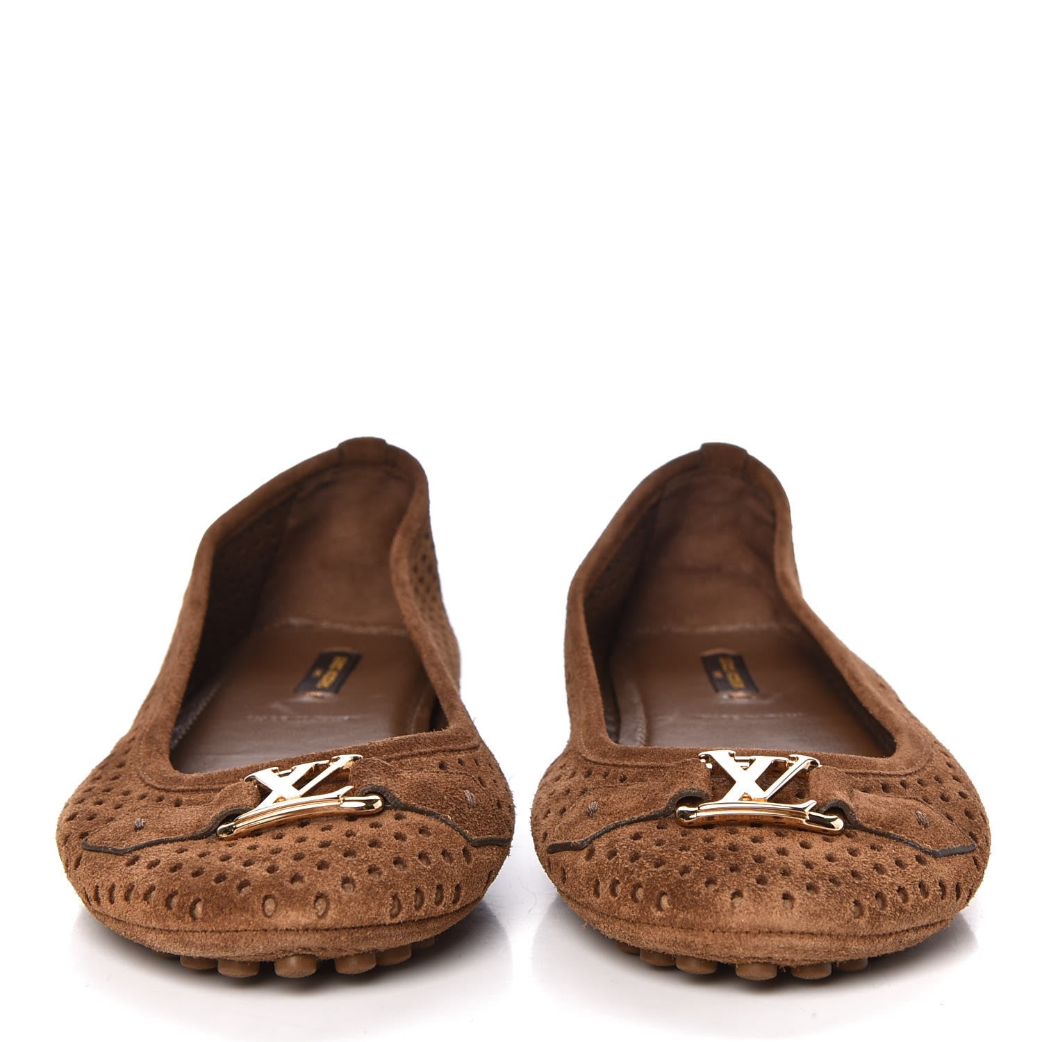 Louis Vuitton Suede Perforated Oxford Ballerina Flats 39 Cognac 2 of 11