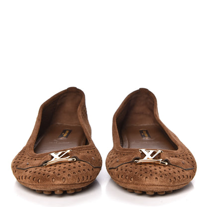 Louis Vuitton Suede Perforated Oxford Ballerina Flats 39 Cognac 2 of 11