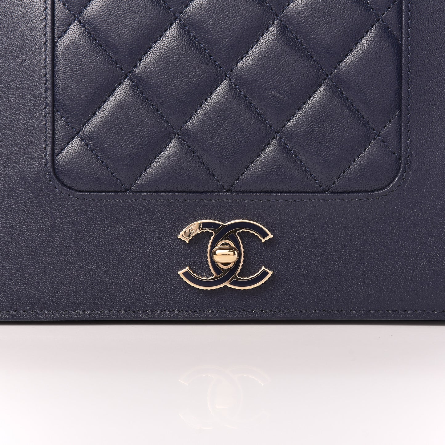 Sheepskin Quilted Mademoiselle Vintage Wallet On Chain WOC Navy
