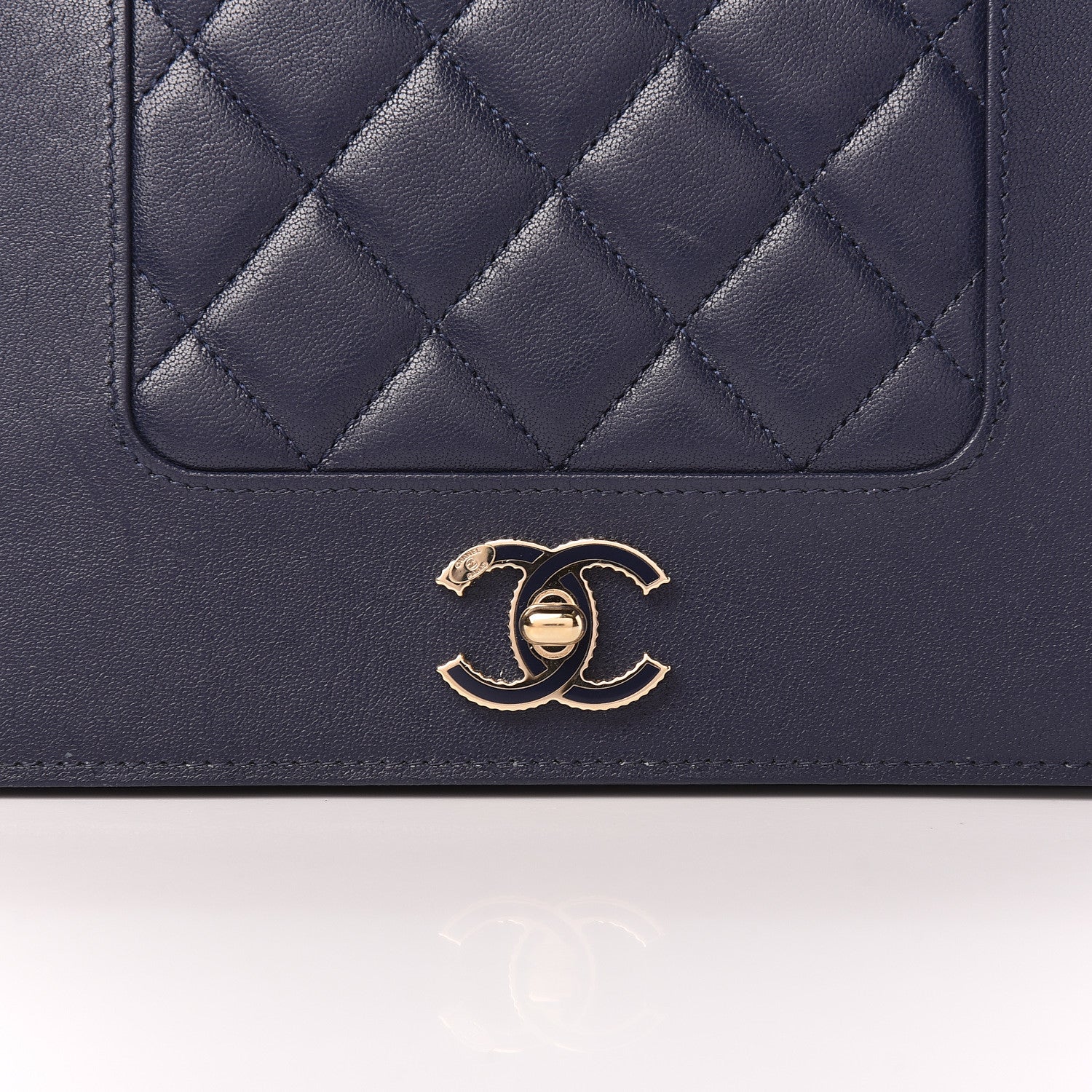 Chanel Sheepskin Quilted Mademoiselle Vintage Wallet On Chain WOC Navy 14 of 14