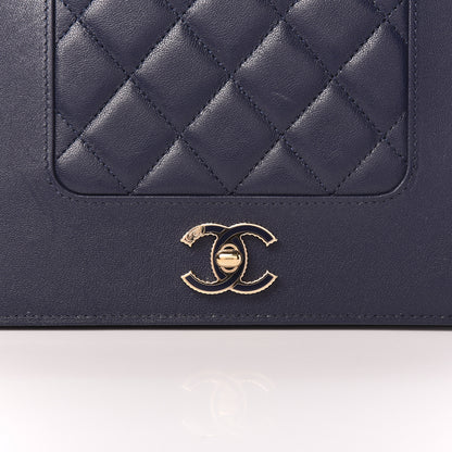 Chanel Sheepskin Quilted Mademoiselle Vintage Wallet On Chain WOC Navy 14 of 14