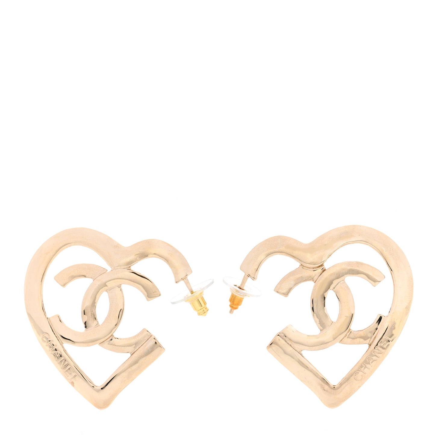 Metal CC Heart Coco In Love Hoop Earrings Gold