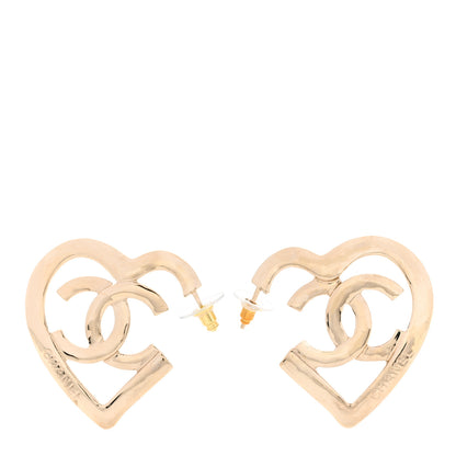 Chanel Metal CC Heart Coco In Love Hoop Earrings Gold 1 of 4