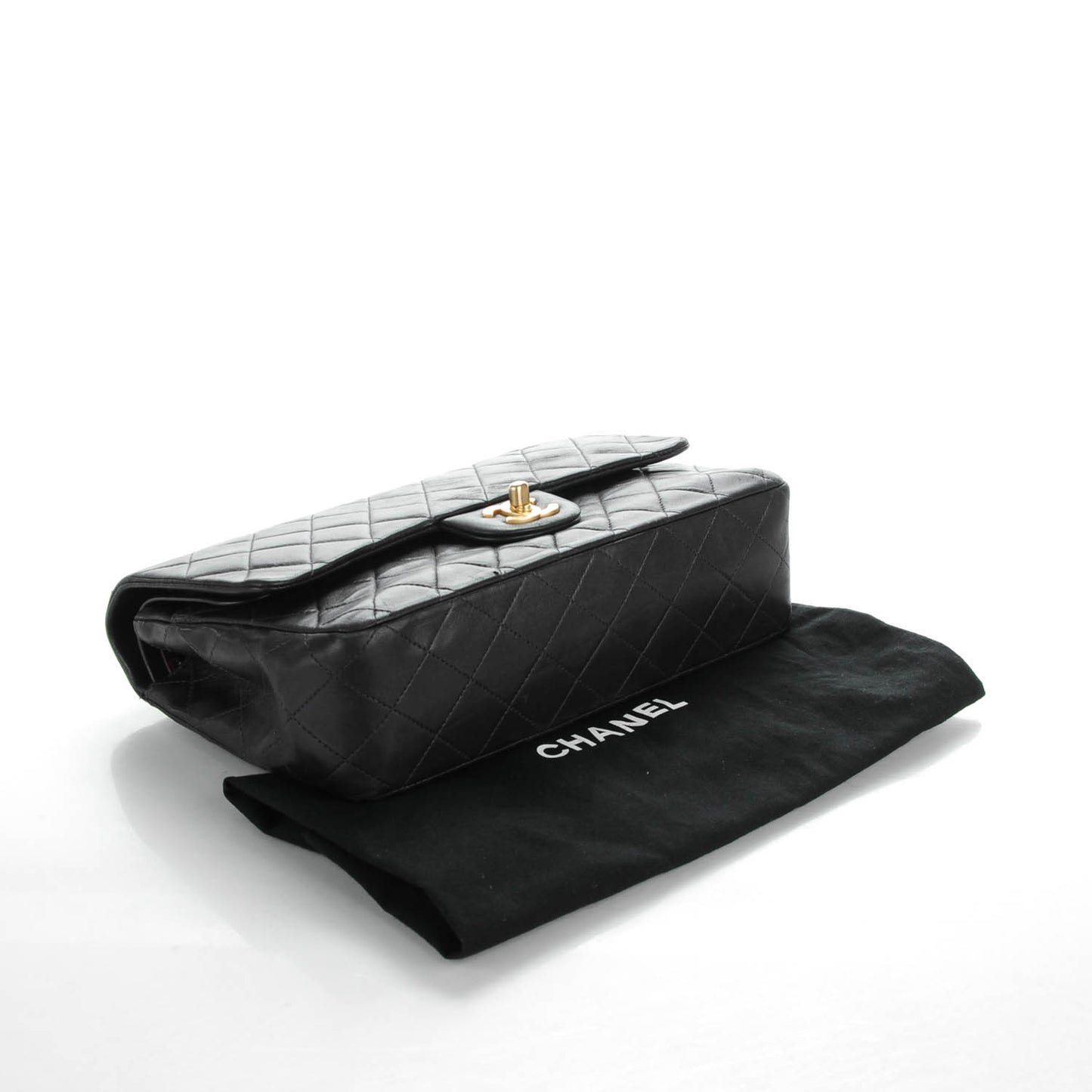 Lambskin Quilted Medium Double Flap Navy