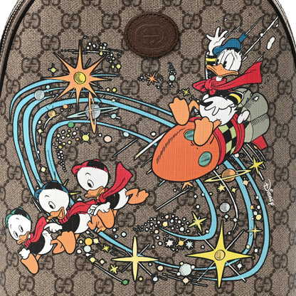 Gucci X DISNEY GG Supreme Monogram Donald Duck Small Interlocking G Dome Backpack Beige Multicolor New Acero 8 of 10