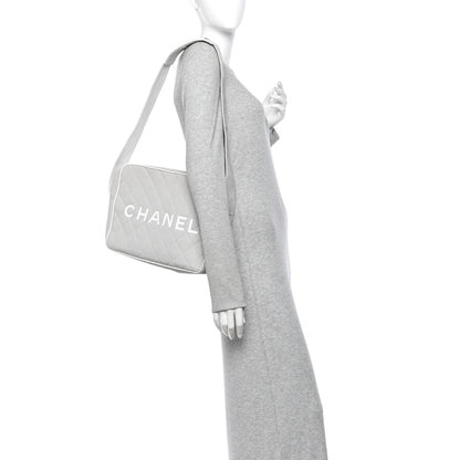 Chanel Canvas Quilted Sport Shoulder Bag Grey White 2 of 15