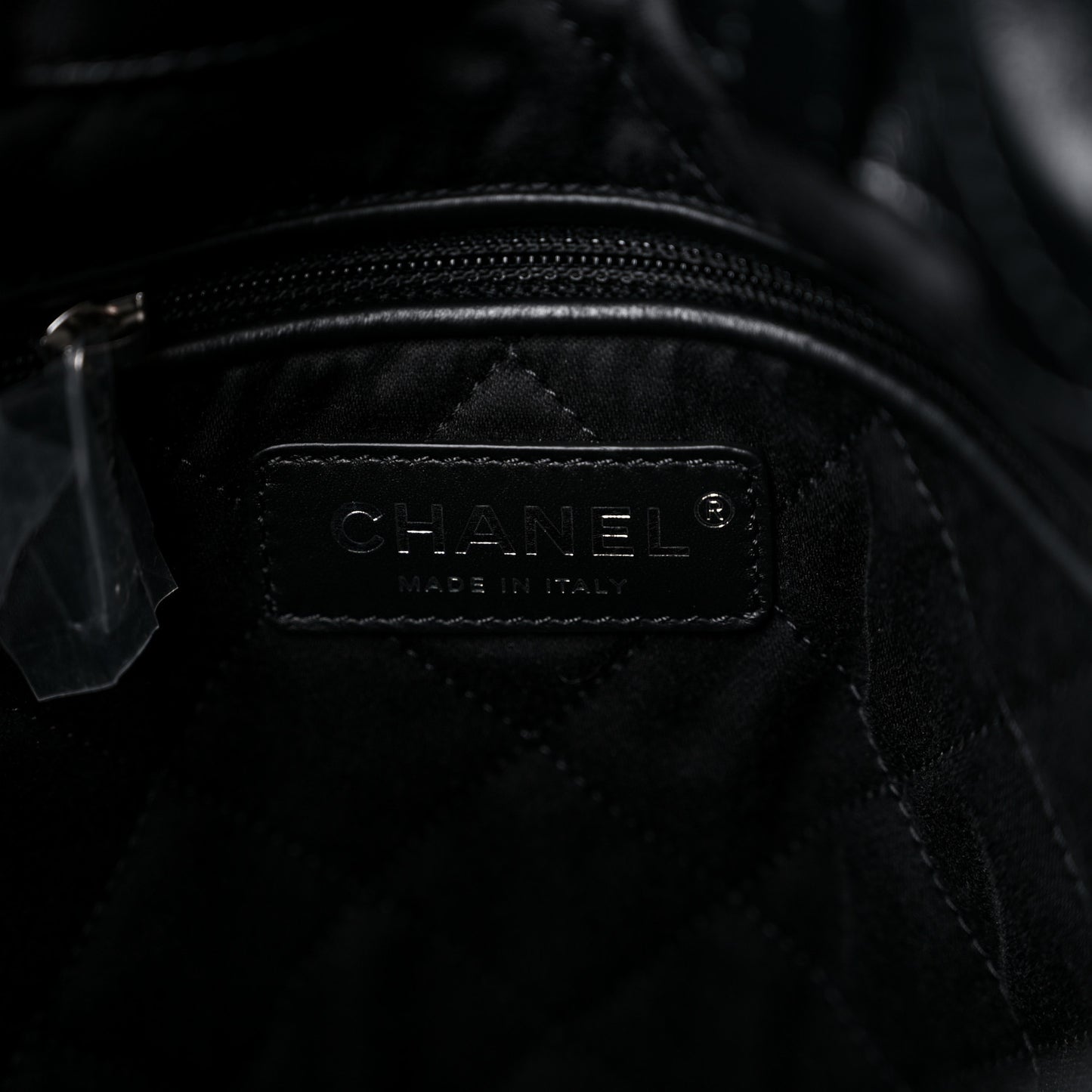 Shiny Calfskin Quilted Chanel 22 Backpack So Black