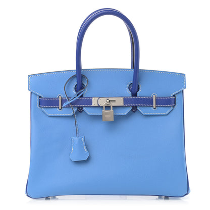 Hermes Epsom Horseshoe Bi Color Birkin 30 Bleu Paradis Bleu Electrique 1 of 13