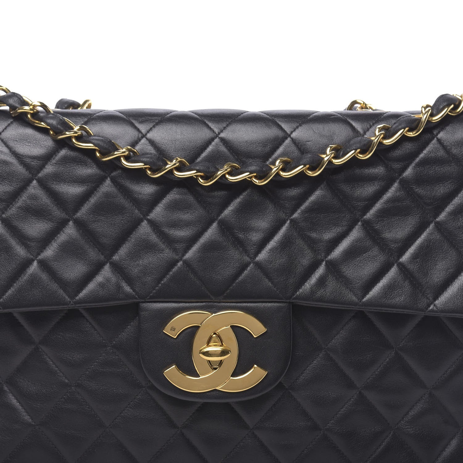 Chanel Lambskin Quilted XL Jumbo Single Flap Black 10 of 14