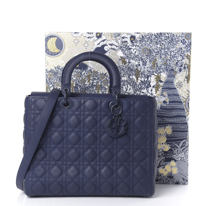 Christian Dior Ultra Matte Calfskin Cannage Large Lady Dior Blue 12 of 12